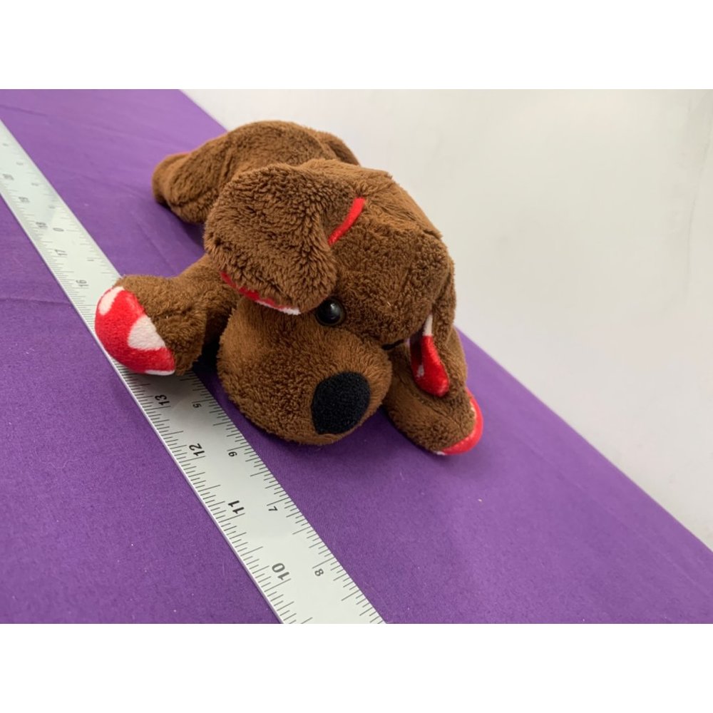 2016 Animal Adventures Brown Dog Red with White Hearts Paws Ears Plastic Eyes la